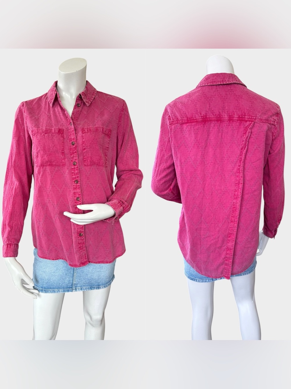 Anthropologie Maeve “The Cate” Pink 100% Cotton Split Back Button Down Shirt XS